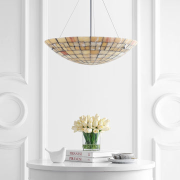 Sheila 24" Marble/Metal LED Chandelier - JONATHAN Y